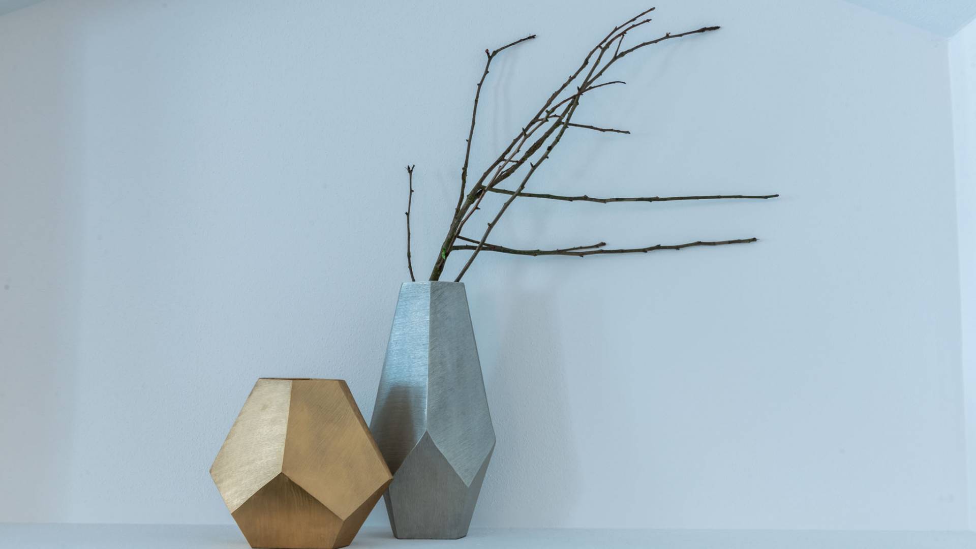 geometric metal vases 